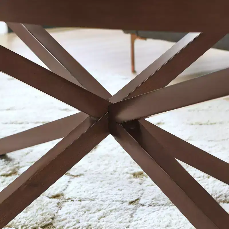 Okak Round Glass Coffee Table, Modern Simple Design, Solid Wood Base, Clear Tempered Glass Top, Living Room Terrace Study Table
