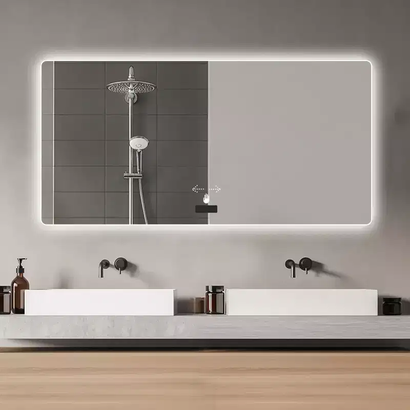 TUYOHW 48x32 Inch LED Wall Mount Bathroom Mirror with Anti-Fog Function,Wall Mount Vanity Mirror with Frameless Design for Bathroom,Bedroom