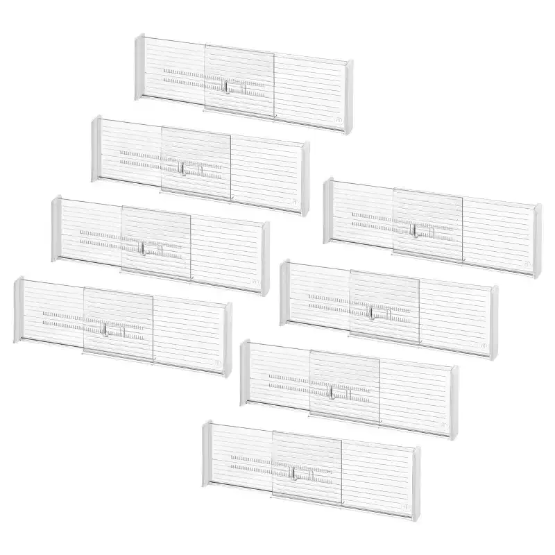 iDesign Expandable Plastic Deep Drawer Dividers - Adjustable Kitchen & Home Storage Organizers, 13.15 x 1.25 x 5.75, 8 Pack
