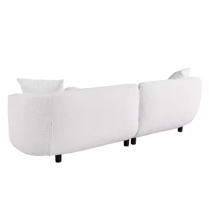 Probe Hues 89 inch Round Sofa, 3 Seater Modern Style Upholstered Couch With 2 Pillows