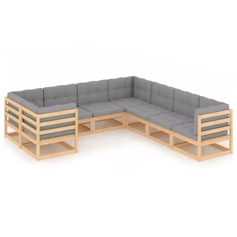 vidaXL Garden Lounge Set Natural wood Solid pine wood Large Stackable