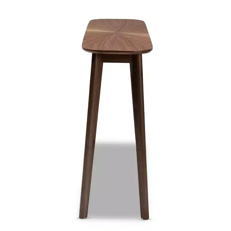 Wendy Wood Console Table Walnut: Rubberwood Entryway Furniture, Sunburst Pattern, Mid-Century Design