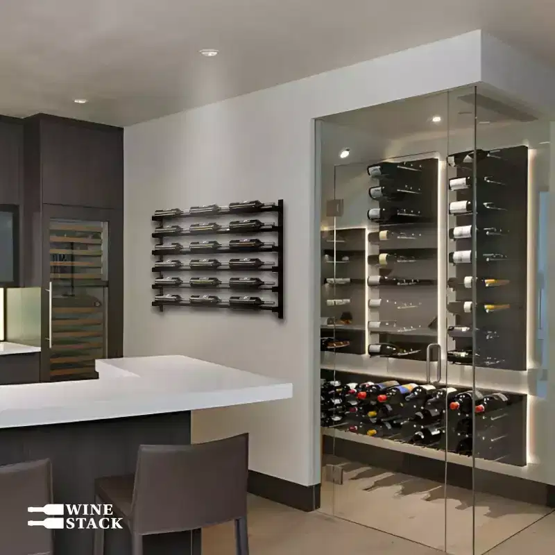 Modern 18 Bottle Metal Wall Mounted Wine Rack Drinks Storage Organizer for Home Bar, Kitchen