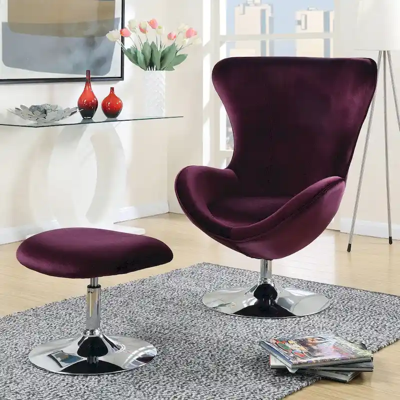 Cher Modern Fabric 2-piece Accent Chair and Ottoman Set by Furniture of America