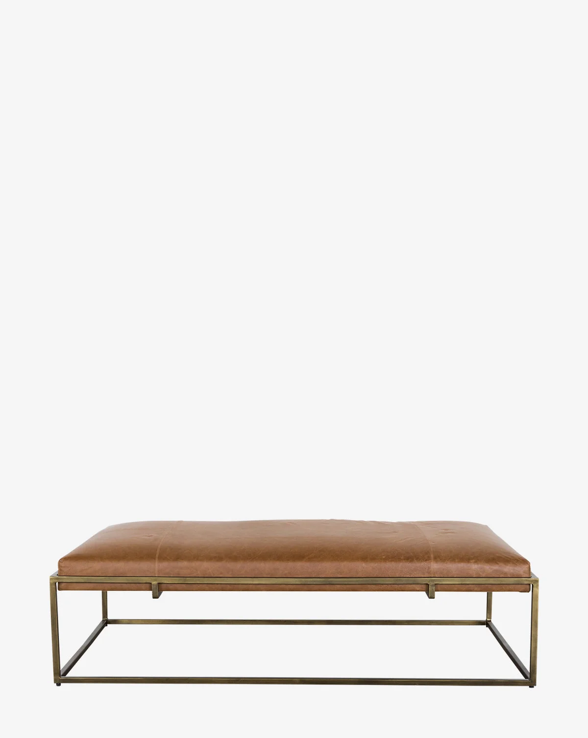 Luxury Aniline Leather & Brass Iron Coffee Table with Timeless Design for Living Room