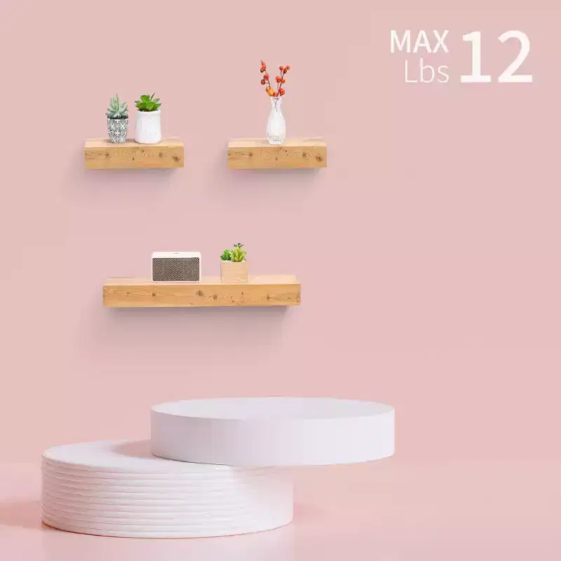 23.6 Maple Floating Shelf C invisible-bracket wood wall mount, perfect bathroom/bedroom/kitchen dcor or book/plant display, easy install.