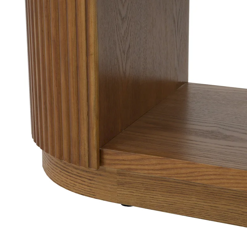 Console Table with Open Shelves and Fluted Wood Veneer