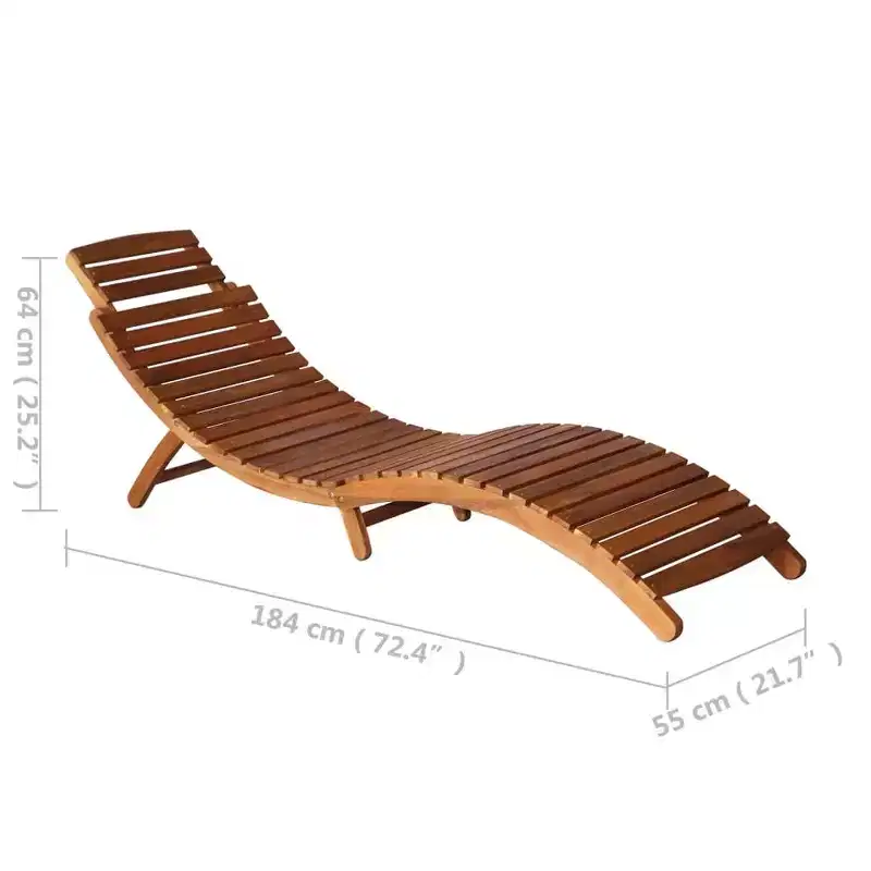 vidaXL Sun lounger 21.65 x 72.44 x 25.20 in Solid Acacia Wood