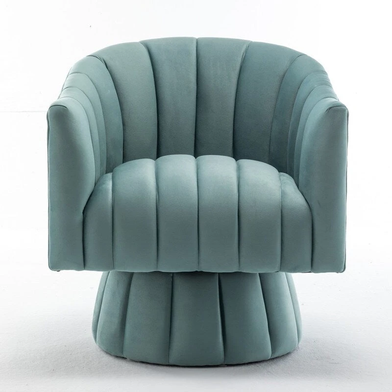 SEYNAR Modern Glam Velvet Upholstered Round 360 Degree Swivel Accent Barrel Chair Set of 2