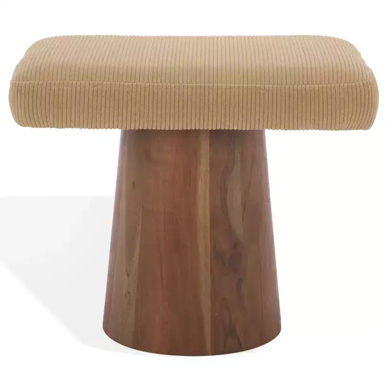 Bennato Wood Base Stool - SFV5797 - Tan/Brown - Safavieh Couture