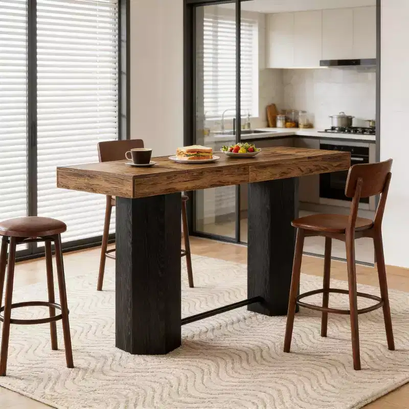 GDFStudio Joyce Modern 71 Woodgrain Bar Height Table