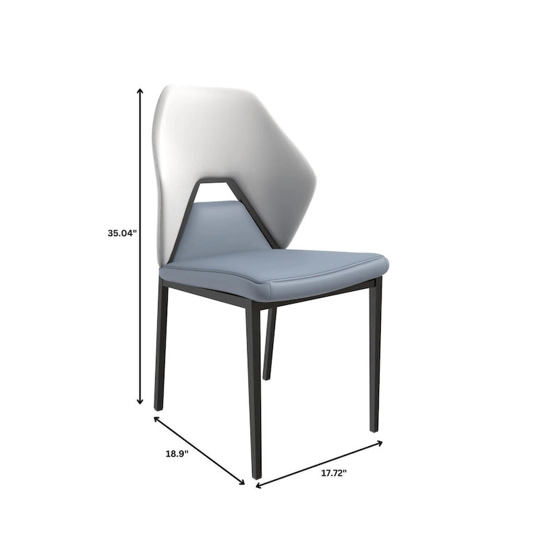 Leather Dining Chair in Black Iron Modern Upholstered Accent Kitchen Side Chair