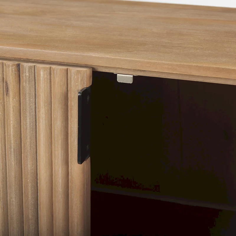 Terra Dark Brown Solid Wood Fluted Sideboard - 72.0L x 18.5W x 32.0H