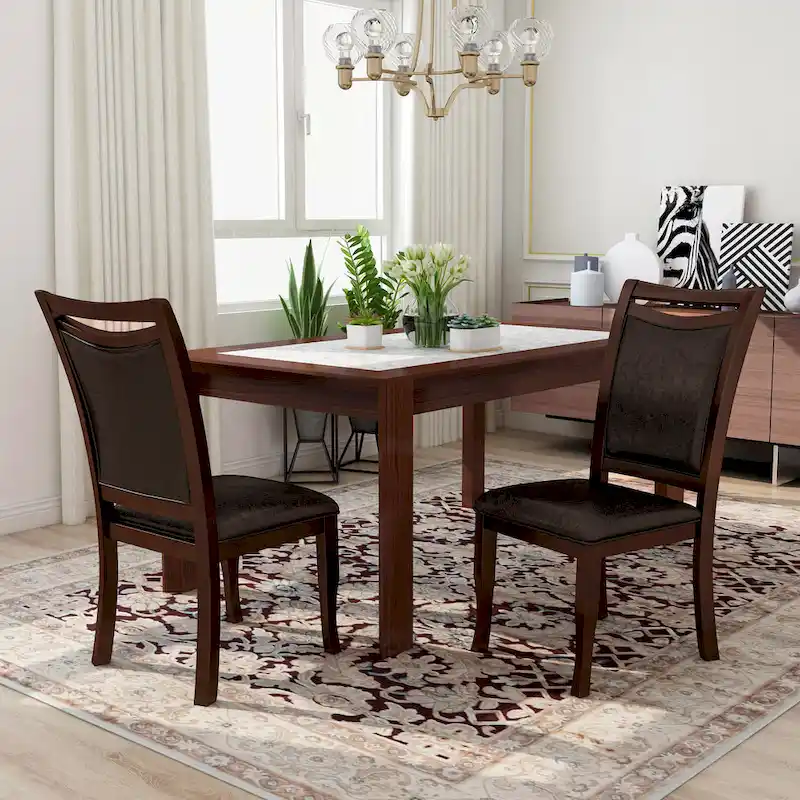Modern Classic Espresso Leather Dining Chairs