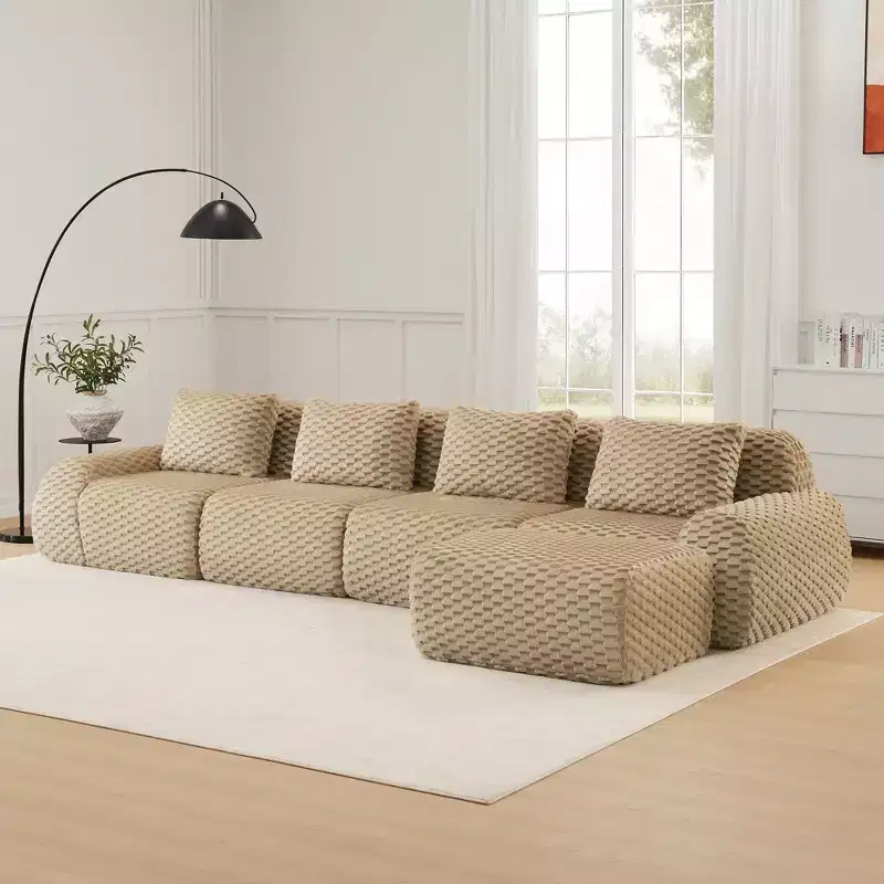 146 Modern L-Shaped Modular Sectional Sofa for Living Room,Flannelette Fabric,Oversized 4-Seater Couch,boneless sofa