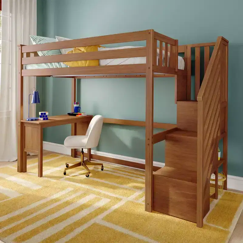 Classic Twin High Loft (ladder on end) + Desk + Staircase
