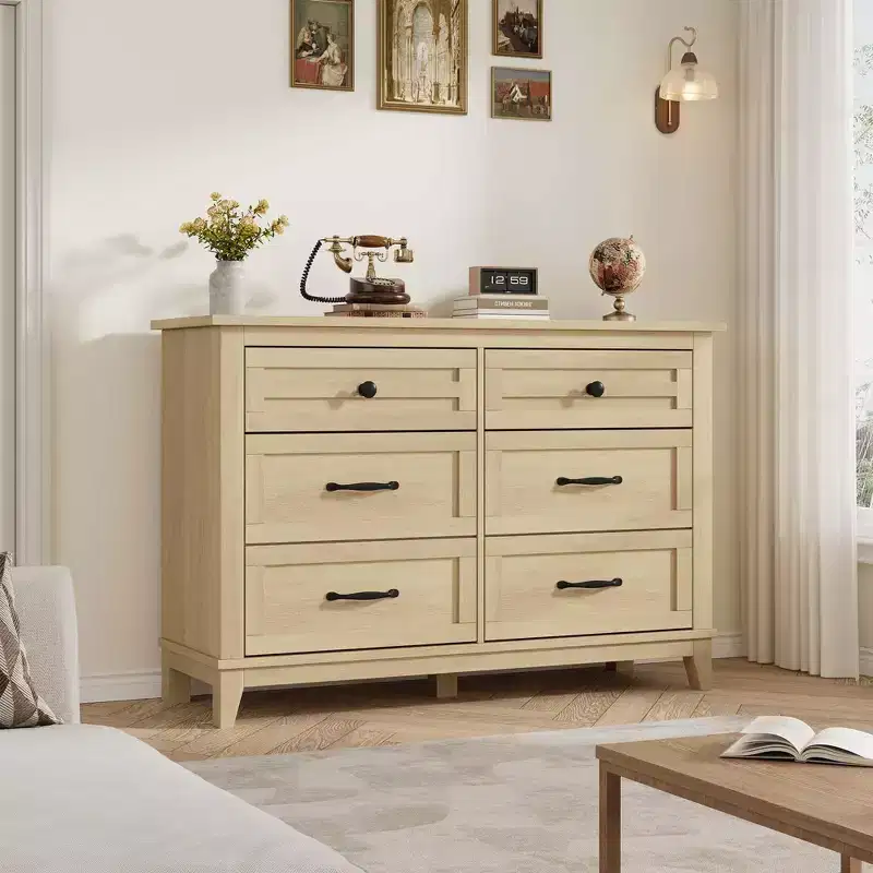6 Dresser for Bedroom, 47 in Wide Drawer Dresser with Storage Freestanding, Wooden Closet Storage Chest for Living Room, Bedroom, Entryway