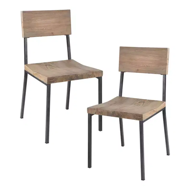 Set of 2 Tacoma Dining Chairs Barn Gray/Black: Ink+Ivy Metal & Wood Frame, 300 lbs Capacity, Spot Clean
