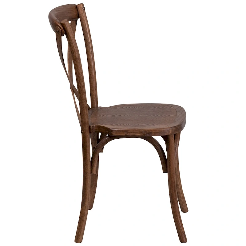 8' x 40 Rustic Folding Farm Table Set with 8 Cross Back Chairs and Cushions