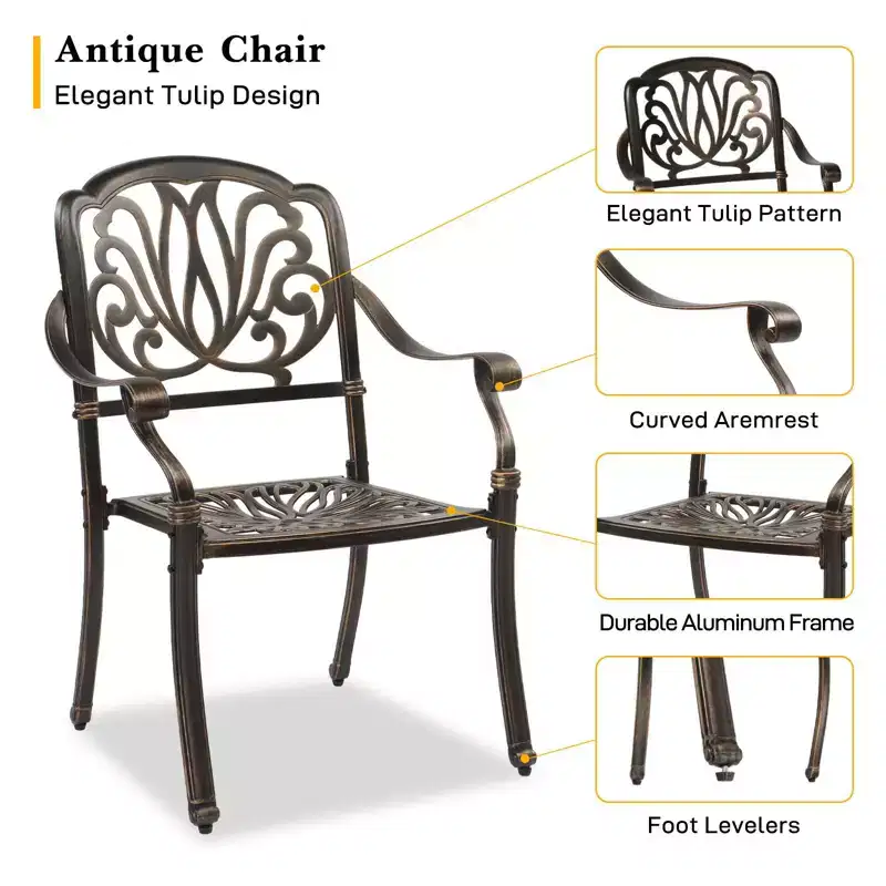 Karl Home | Metal Stackable Patio Dining Armchair