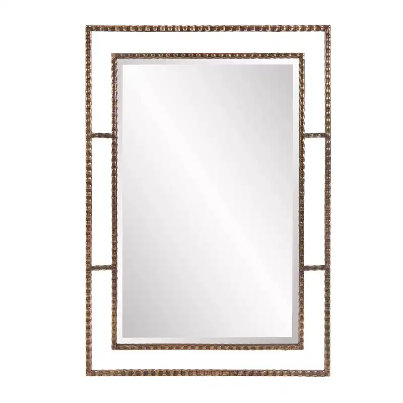 Howard Elliott 33x23 Gavin Metal Framed Wall and Accent Mirror: Iron Rectangle, No Assembly, Modern Decor