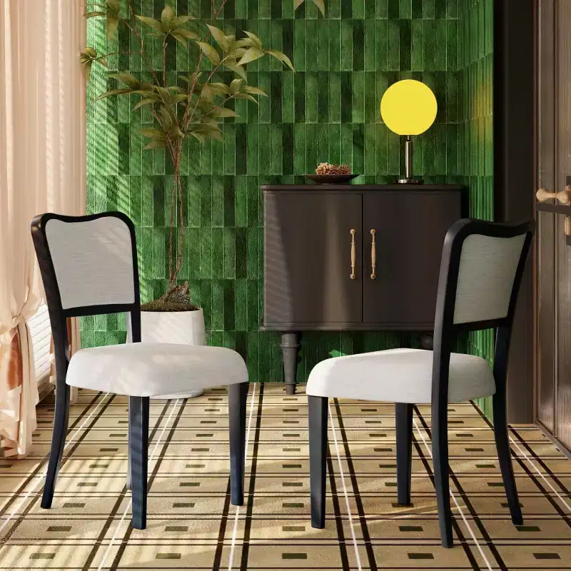Set of 2 Traditional Upholstered Dining Chairs with Solid Wood Frame, Elegant Armless Chairs for Dining Room or Living Spaces-Panipeachy