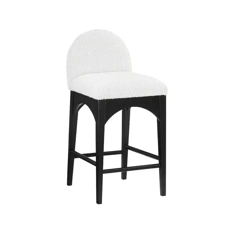 Meridian Furniture,Waldorf Cream Boucle Fabric Stool