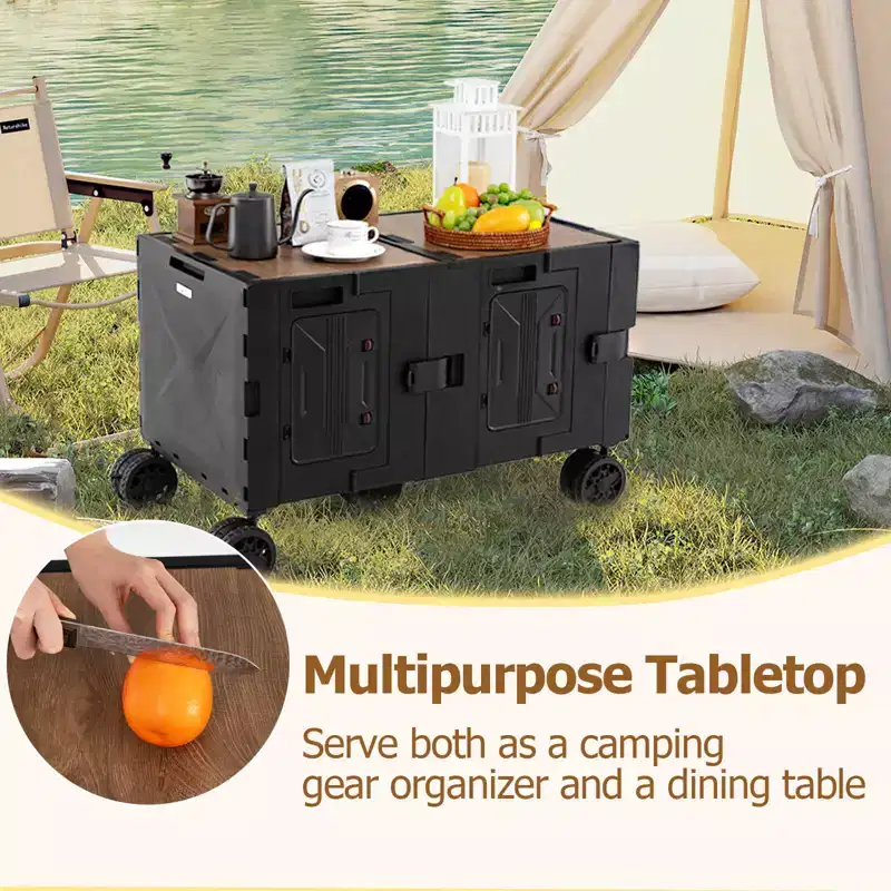 Large Foldable Utility Cart with 2-Tier Storage Crates 5 Rotate Wheels Metal Black/Pink/White