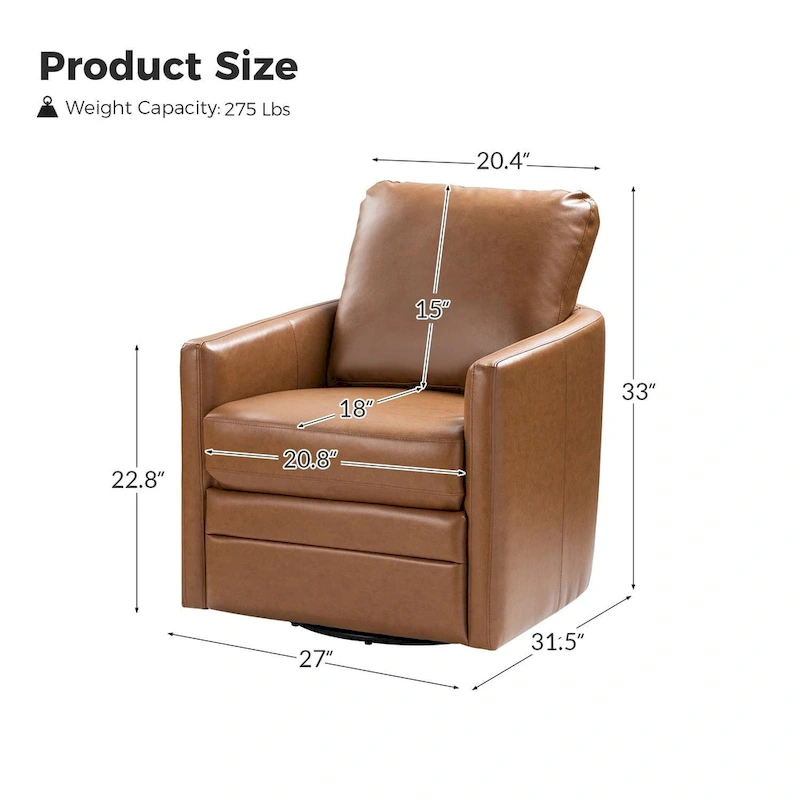 Terrance Transitional Swivel Faux Leather Barrel Chair with Metal Base Set of 2