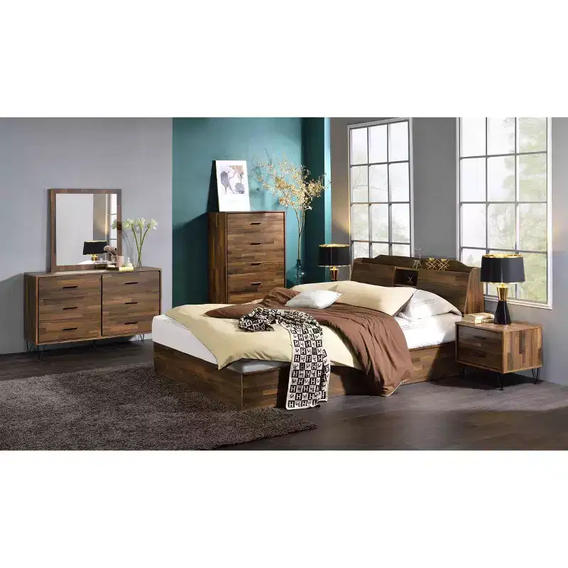 Midcentury 6-Drawer Dresser with Hairpin Legs, Walnut Finish, Bedroom Storage