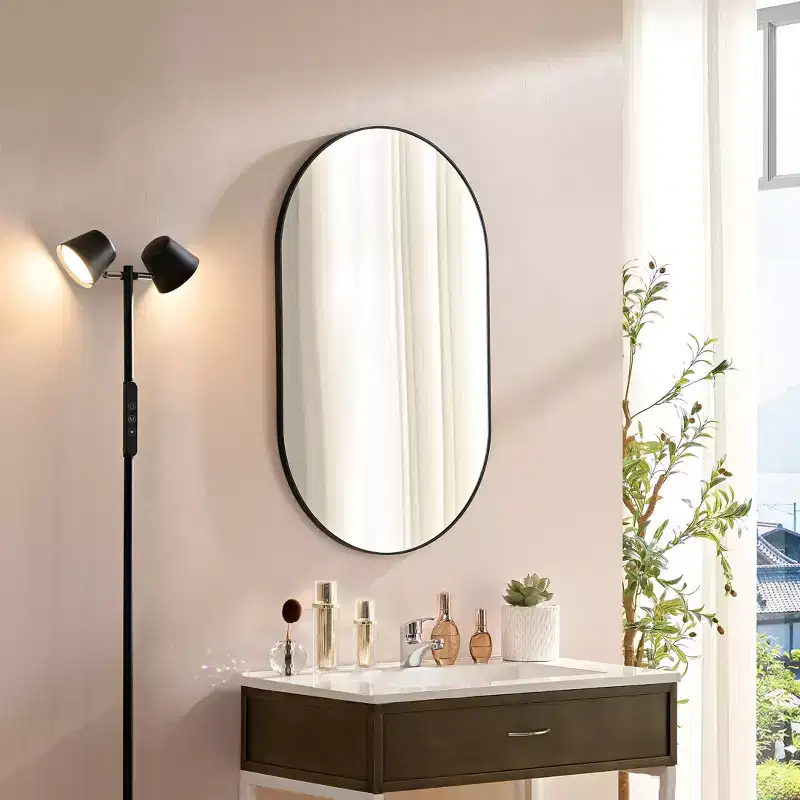 40/36IN Modern Oval Bathroom Mirror, Oval Mirror with Aluminum Frame, Wall Mirror for Bathroom, Living Room, Bedroom