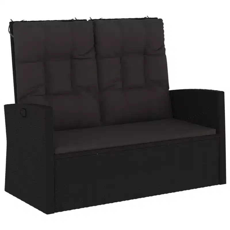 Garden Bench Black PE rattan 2 Seater Garden Bench Rectangular