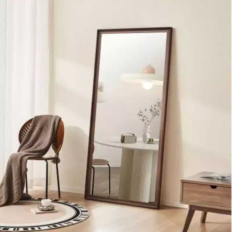 Faux Wooden Frame Wall Mirror: Vintage Full-Length, Stylish, Big & Tall - Modern Home Decor