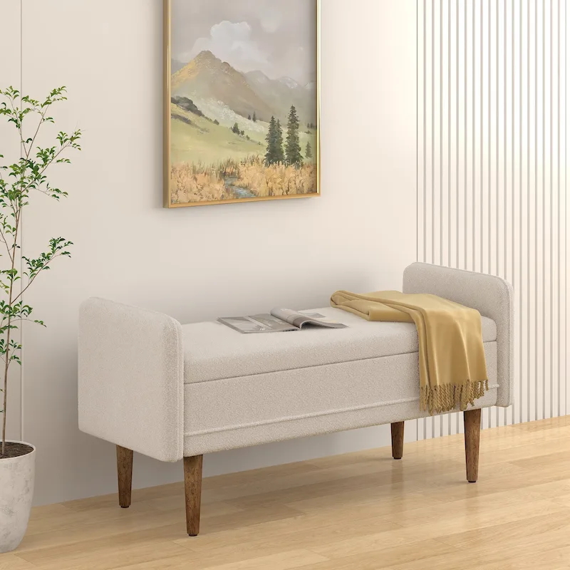 Linen Fabric Storage Stool, ,with Storage Space, Suitable for Apartments, Living Rooms and Bedrooms