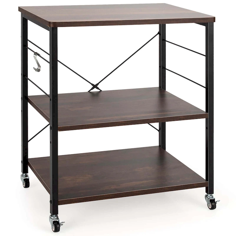 Costway 3-Tier Kitchen Baker's Rack Microwave Oven Storage Cart w/ - See details