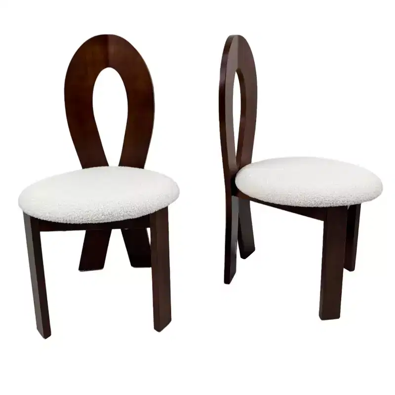 MAYEERTY Dining Chairs Set of 2, Teddy Velvet Upholstered Kitchen Chairs, Solid Walnut Wood Frame Dining Room Chairs