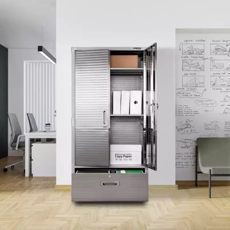 Seville Classics UltraHD Storage Cabinet with Bottom Drawer, 36 W x 24 D x 72 H