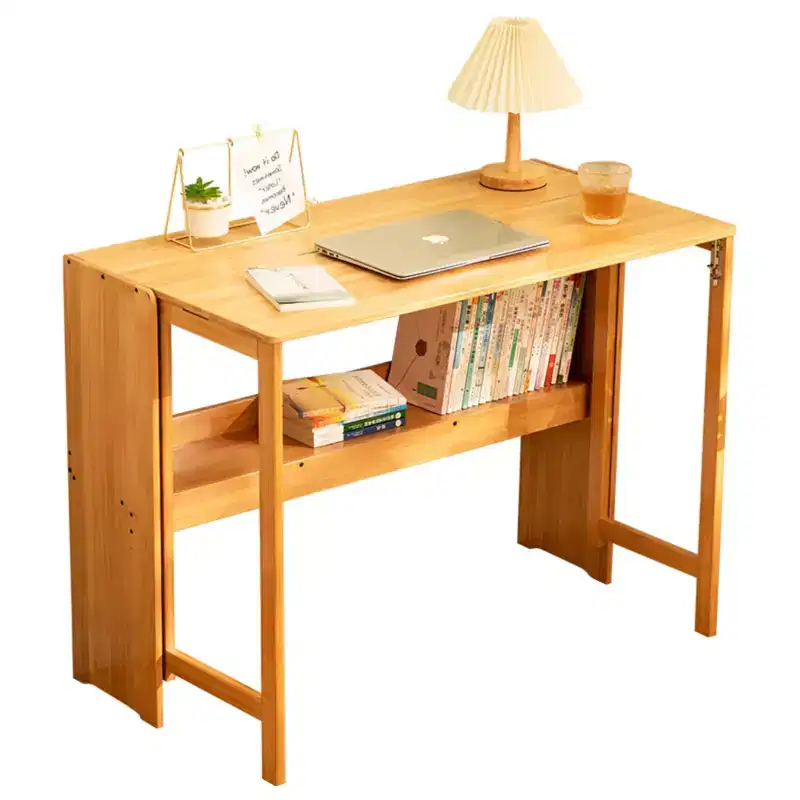 NAYSAYE Folding Desk Space Saving Computer Table End Table for Small Spaces Home Office Bedroom Dorm Natural, Brown, 32.68*21.26*29.92