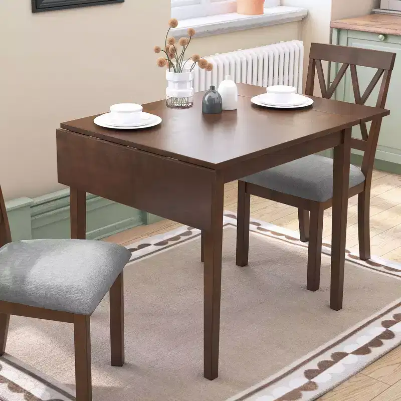 Okak 30X45IN Minimalism Extendable Dining Table Set for 4, Kitchen Table with Rubberwood Legs, Folding Table for Dining Room, Small Space