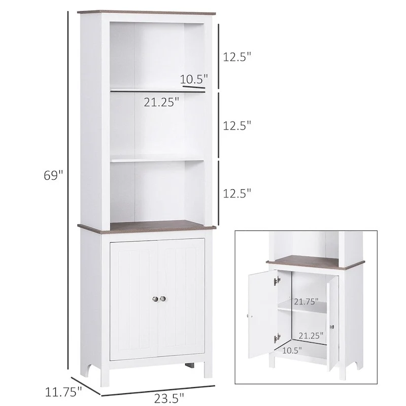 Freestanding Storage Cabinet - Bathroom Linen Tower & Buffet Cabinet