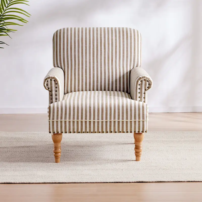 Rolled Armchair Accent Chair Set of 2 Blue/ Grey/ Brown