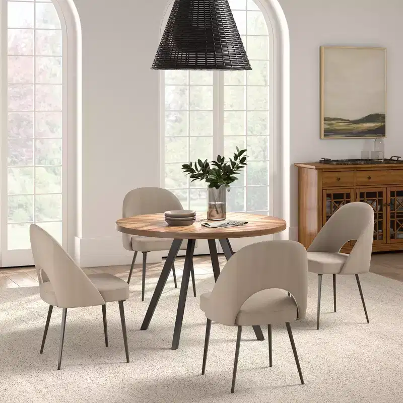 Jolana 45 Round Dining Table and Upholstered Dining Chairs Set - iNSPIRE Q