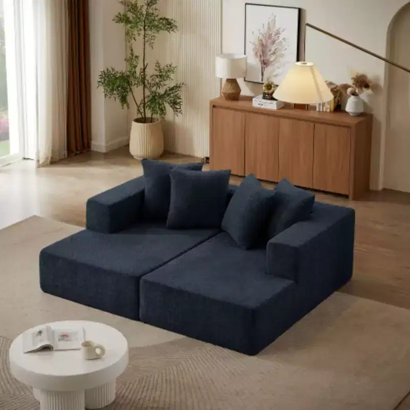 Modern Chenille Sectional Chaise: Plush and Versatile for Any Room