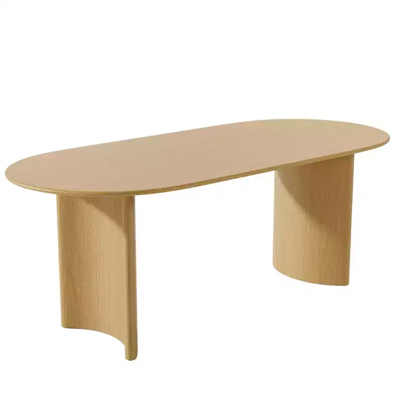 67 Natural Solid Wood Double Pedestal Base Oval Dining Table