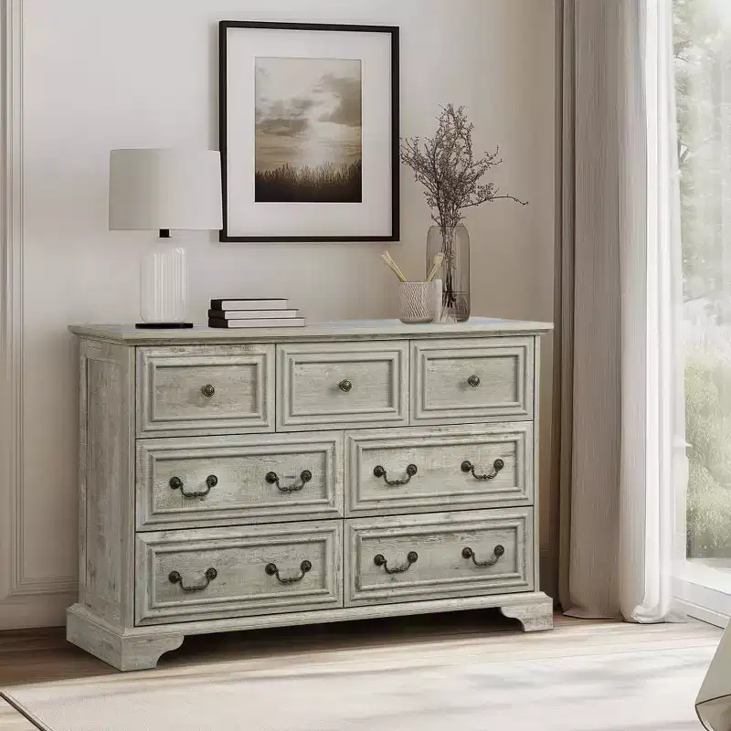 GDFStudio Graham Farmhouse 47.5 Wood Dresser with 7 Drawers