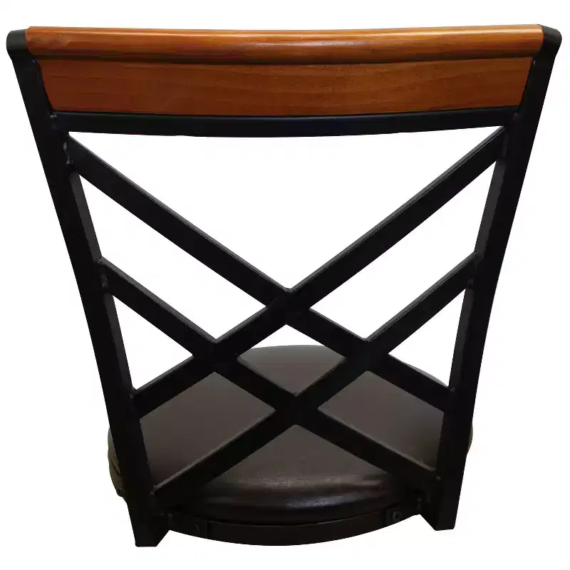 Swivel Metal Kitchen Counter Barstool with Double X Back Upholstered Faux Leather Seat, Espresso and Black,