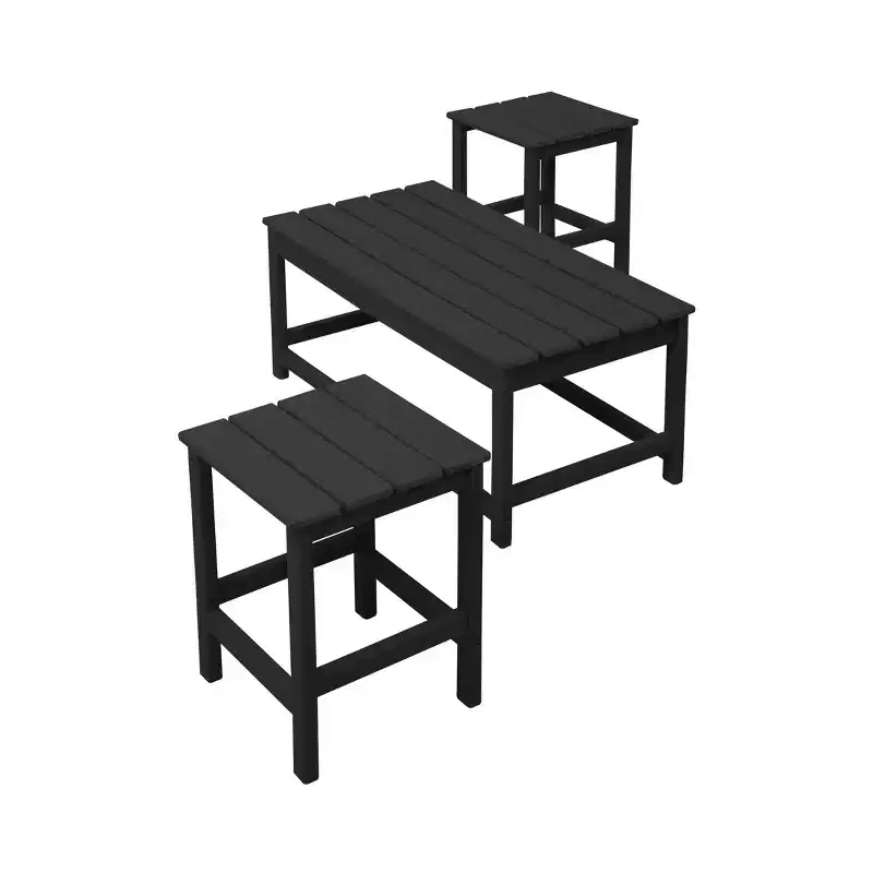 WestinTrends 3pc Outdoor Patio Adirondack Coffeet Table and Side Tables set