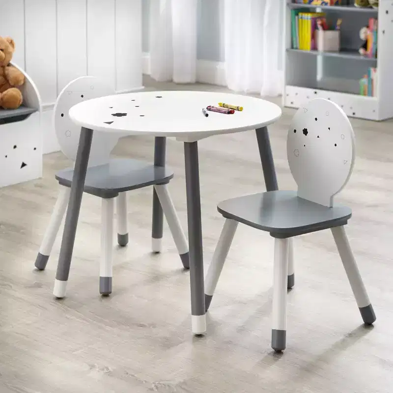 Buylateral Talori Kids' Table and Chair Set with Bookshelf Gray/White