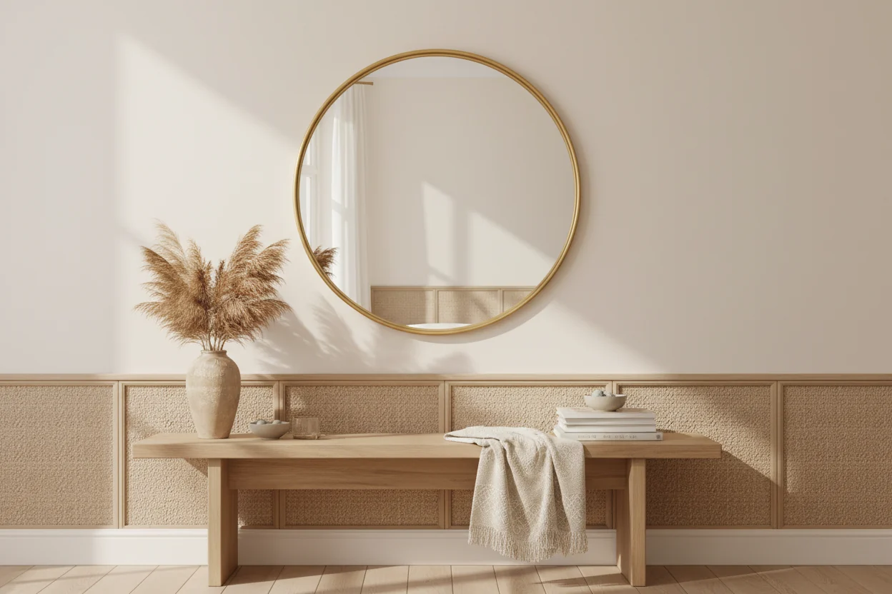 20x20x1in Hanging Mirror Aluminum Alloy Thin Edge Gold Round