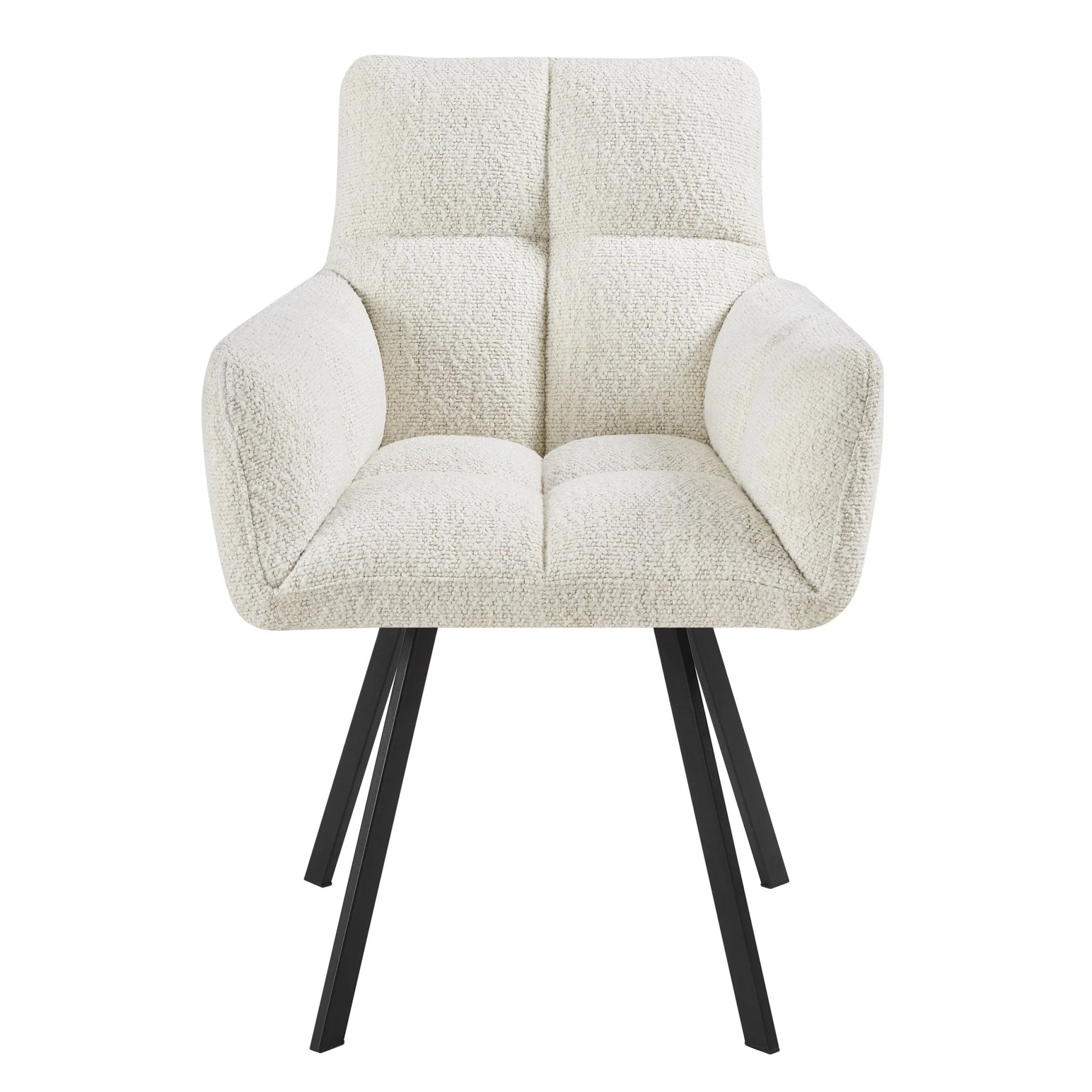 Contemporary Ivory Boucle Dining Chair with Relaxed Design for Dining Room